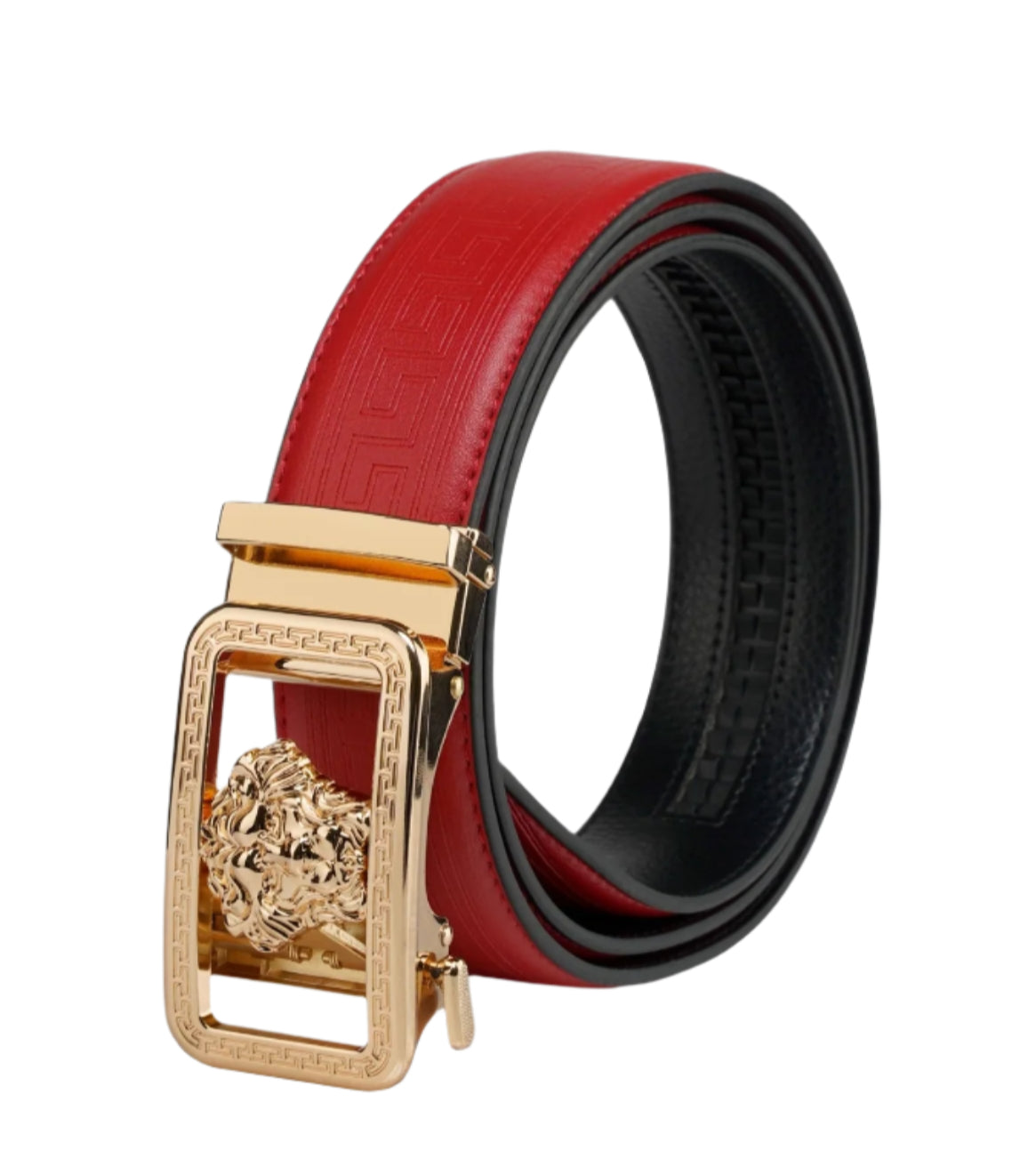 PAVINI MEN'S LEATHER DESIGNER BELT (PB226-2 RED/GOLD)