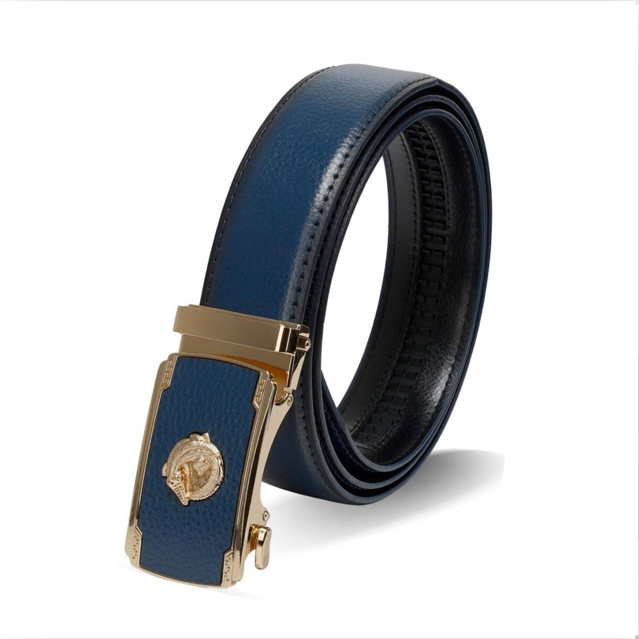 PAVINI MEN'S LEATHER DESIGNER BELT (PB522 NAVY)