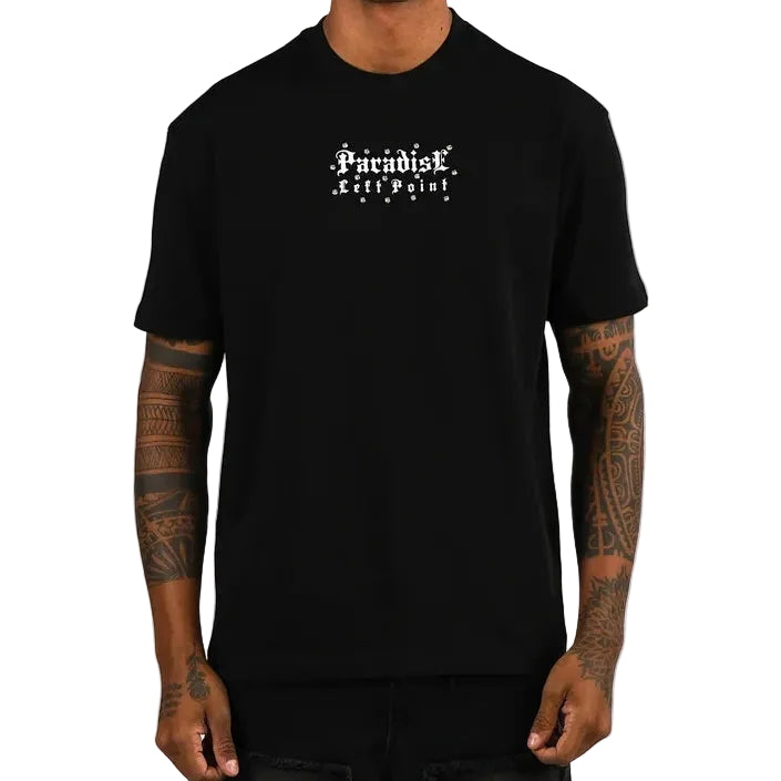 LEFT POINT MEN'S RHINESTONE DESIGN PARADISE BLACK T-SHIRT
