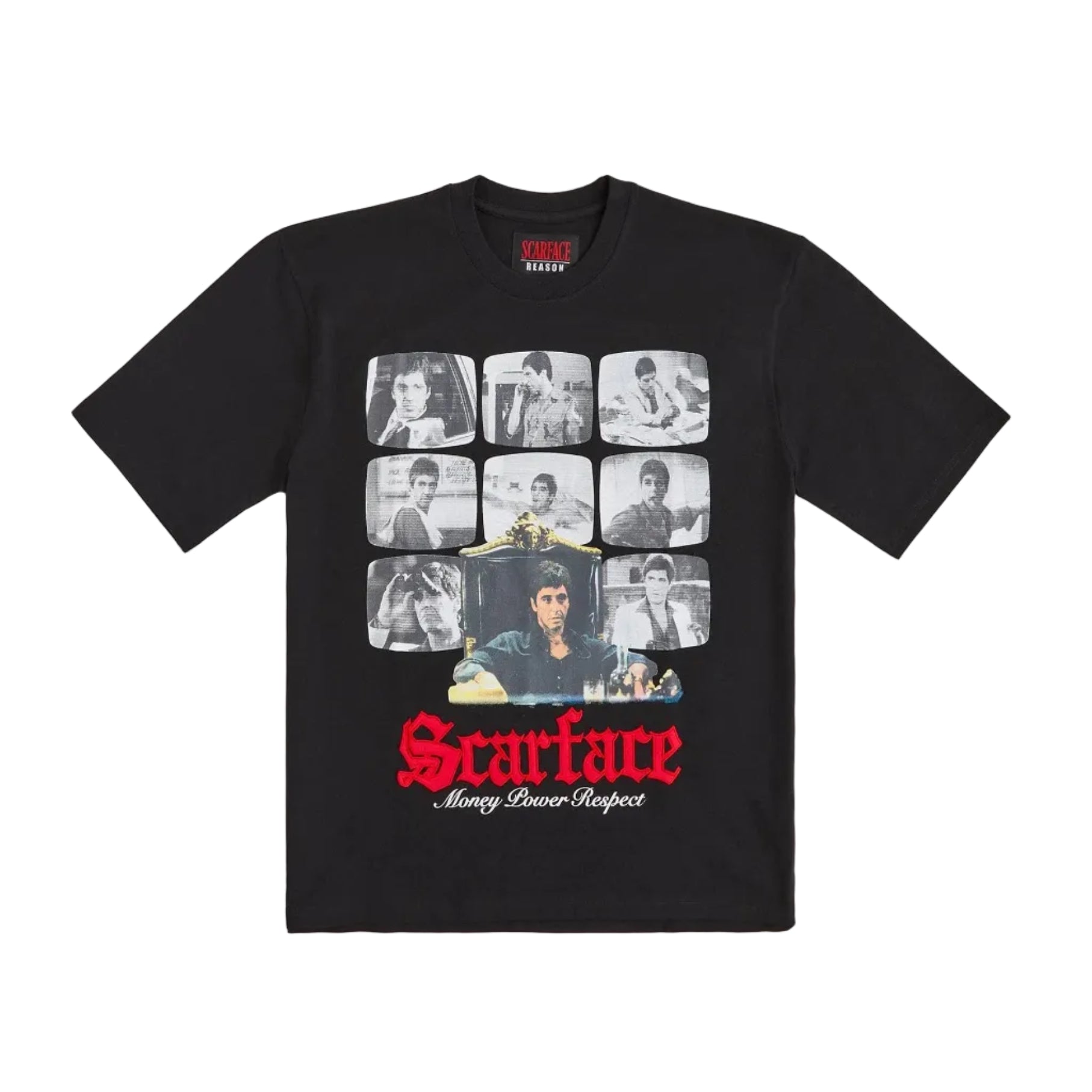 SCARFACE MONEY EMBROIDERED DESIGN BLACK T-SHIRT