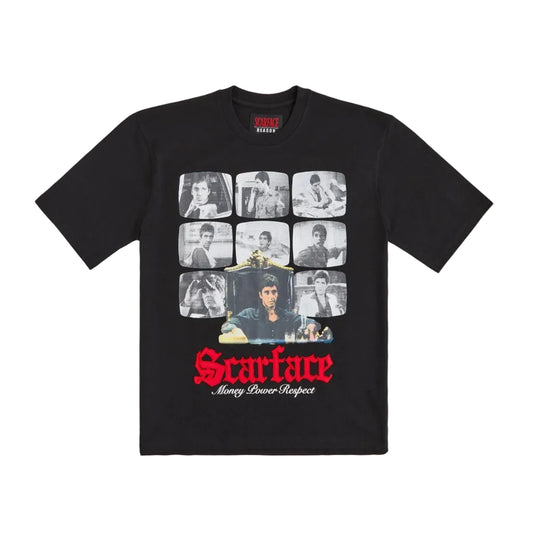 SCARFACE MONEY EMBROIDERED DESIGN BLACK T-SHIRT