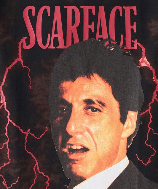 SCARFACE TONY MONTANA FRONT AND BACK GRAPHIC PRINT BLACK T-SHIRT