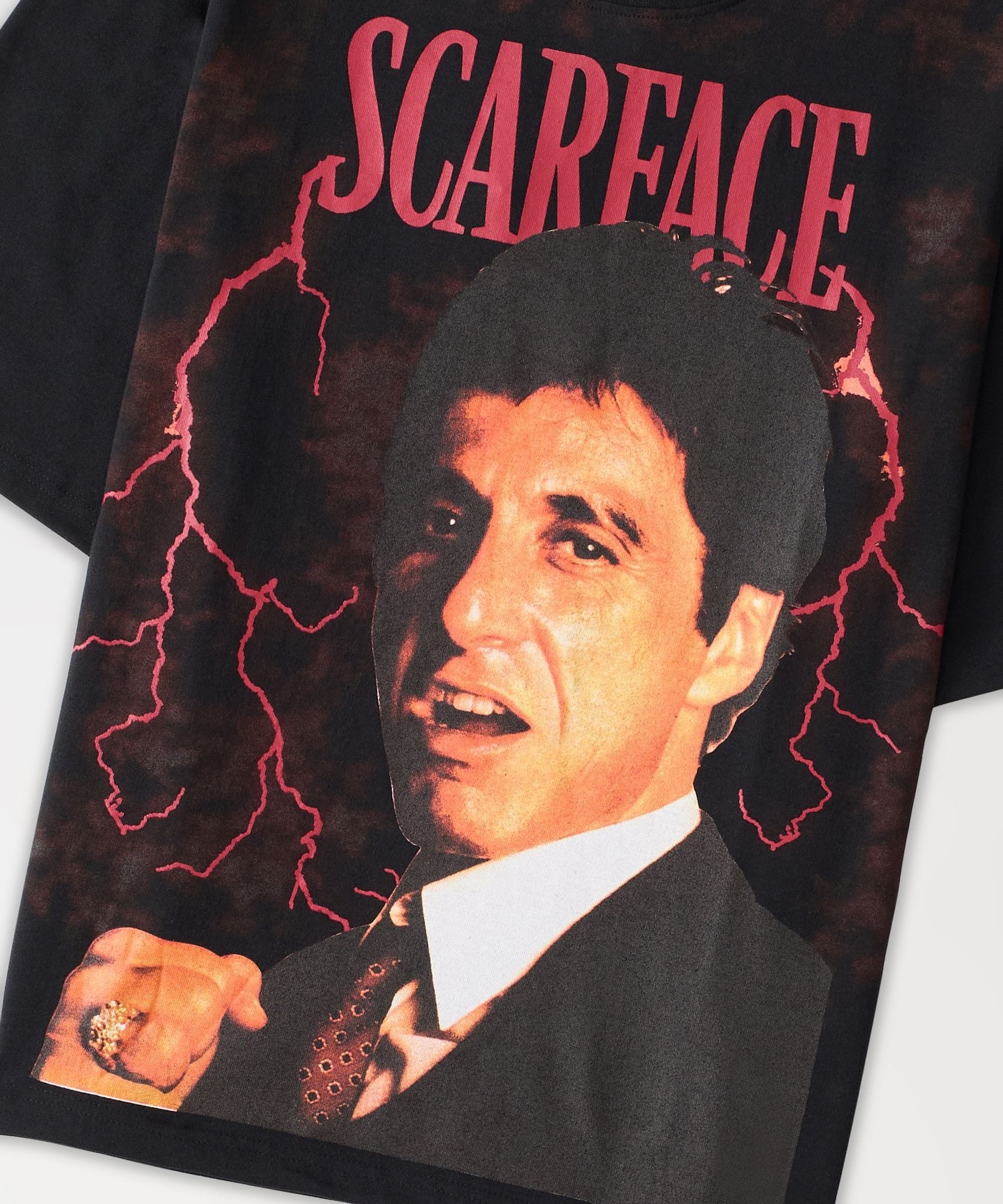 SCARFACE TONY MONTANA FRONT AND BACK GRAPHIC PRINT BLACK T-SHIRT