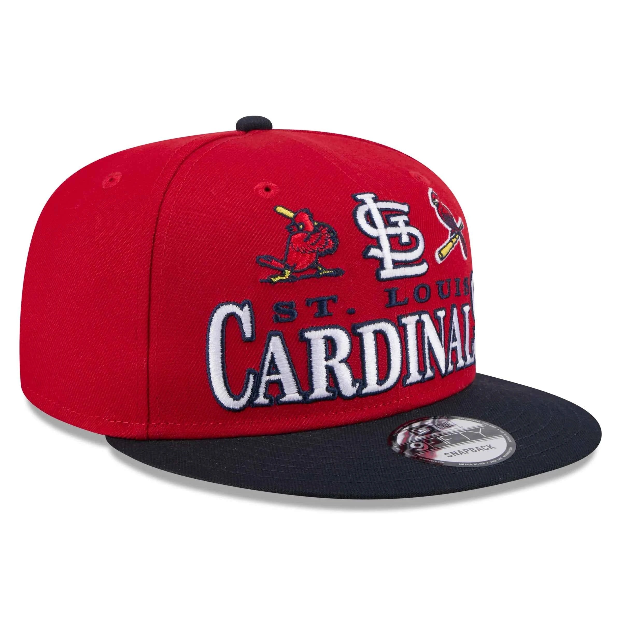 9FIFTY MEN'S NEW ERA MLB ST. LOUIS RED & NAVY BLUE TWO TONE ARCHIVE SNAPBACK HAT
