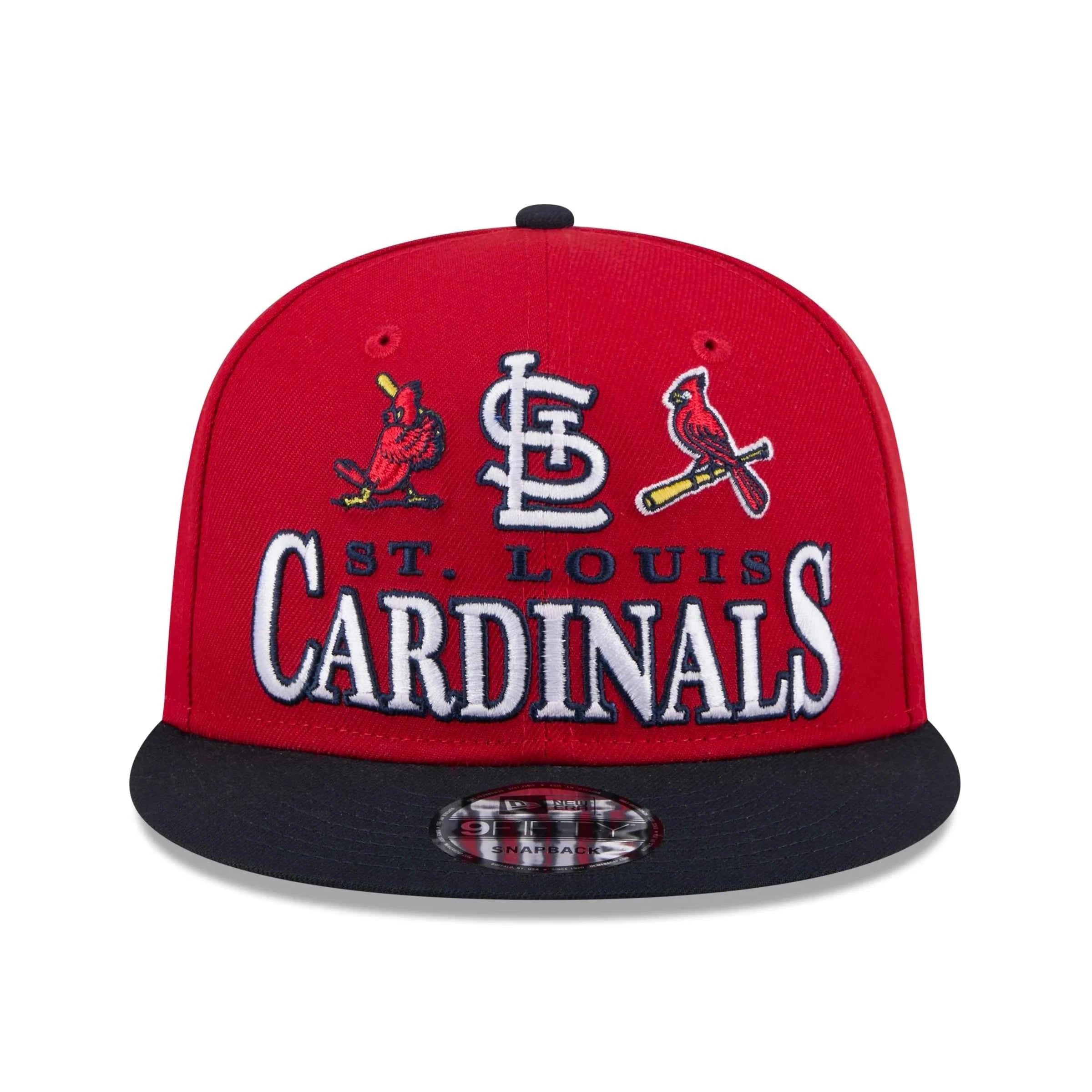 9FIFTY MEN'S NEW ERA MLB ST. LOUIS RED & NAVY BLUE TWO TONE ARCHIVE SNAPBACK HAT