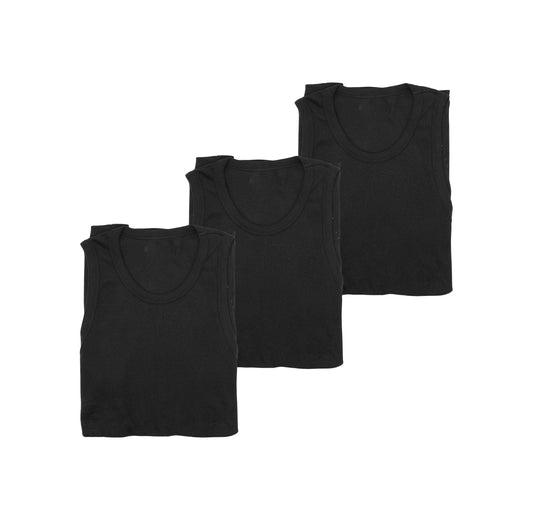 MEN'S BASICS 3-PIECE MARINA TANK TOPS VALUE PACK (BLACK)