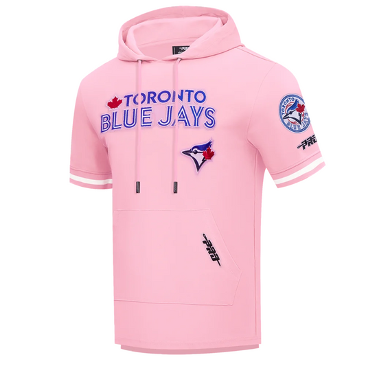 PRO STANDARD MLB TORONTO BLUE JAYS CLASSIC CHENILLE MEN'S PINK T-SHIRT W/ HOOD