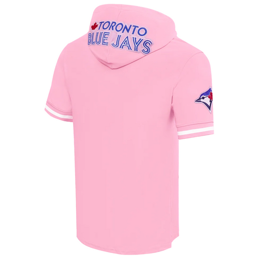 PRO STANDARD MLB TORONTO BLUE JAYS CLASSIC CHENILLE MEN'S PINK T-SHIRT W/ HOOD