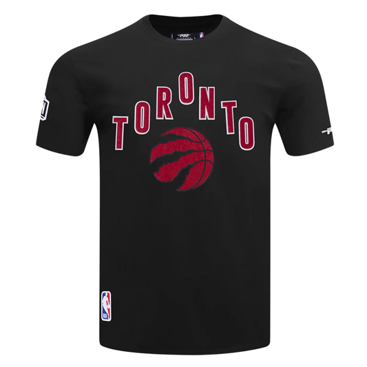 PRO STANDARD MEN'S NBA EASTERN CONFERENCE TORONTO RAPTORS CLASSIC CHENILLE SJ BLACK & RED T-SHIRT