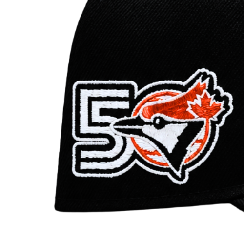 MEN'S NEW ERA MLB BLACK & ORANGE TORONTO BLUE JAYS 50TH SEASON PATCH 9FIFTY SNAPBACK HAT