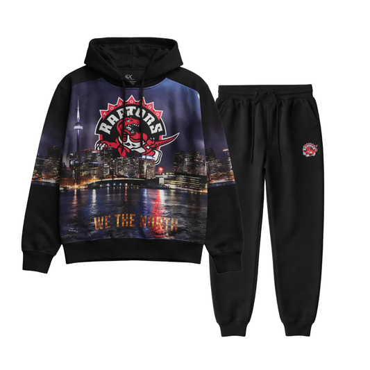 CITY OF DREAMS RAPTORS WE THE NORTH MEN'S BIG & TALL FLEECE TRACKSET (BLACK)