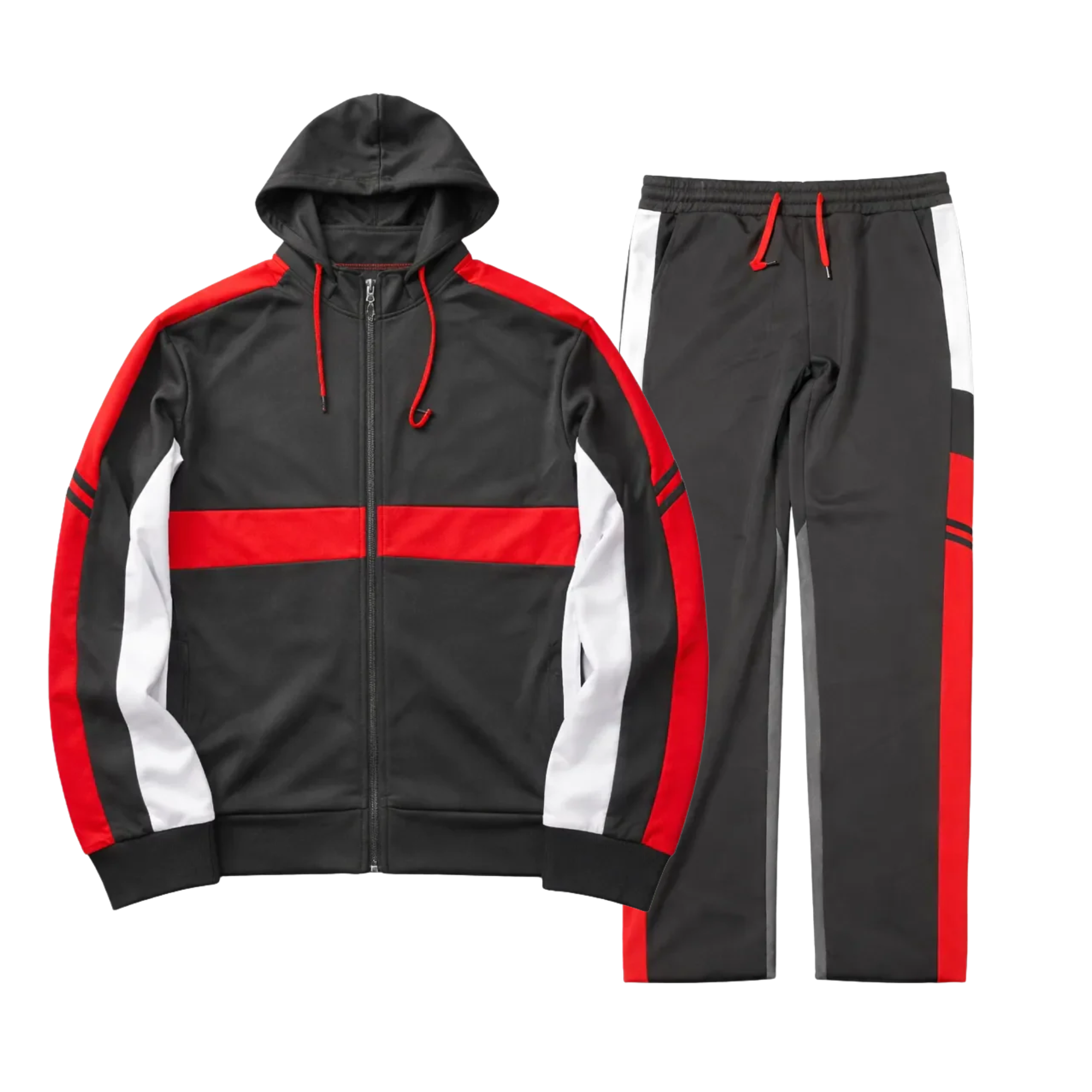 2 PCS VIP TRACKSUIT WITH HOOD (BLACK/RED/WHITE)