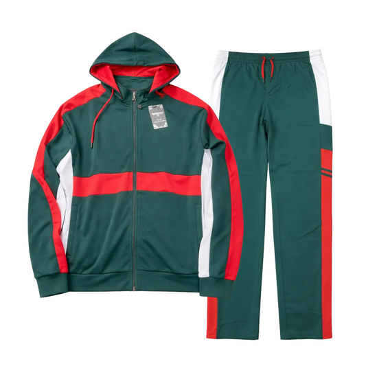2 PCS VIP TRACKSUIT WITH HOOD (GREEN/RED/WHITE)