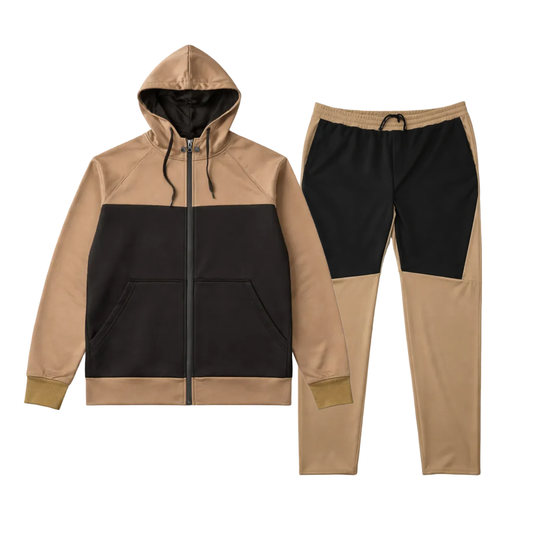 2 PCS VIP TRACKSUIT WITH HOOD (KHAKI)
