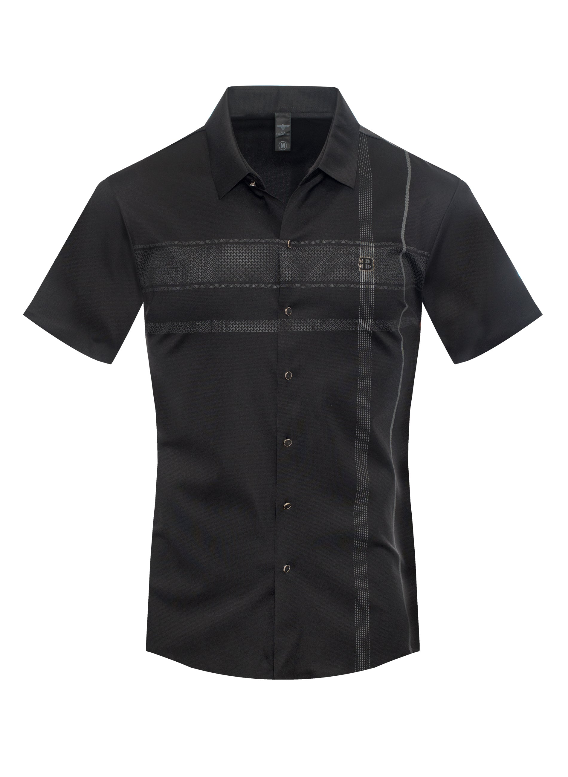 V.I.P. COLLECTION MEN'S FANCY BUTTON-UP SHORT SLEEVES SHIRT (BLACK VPVS-810)