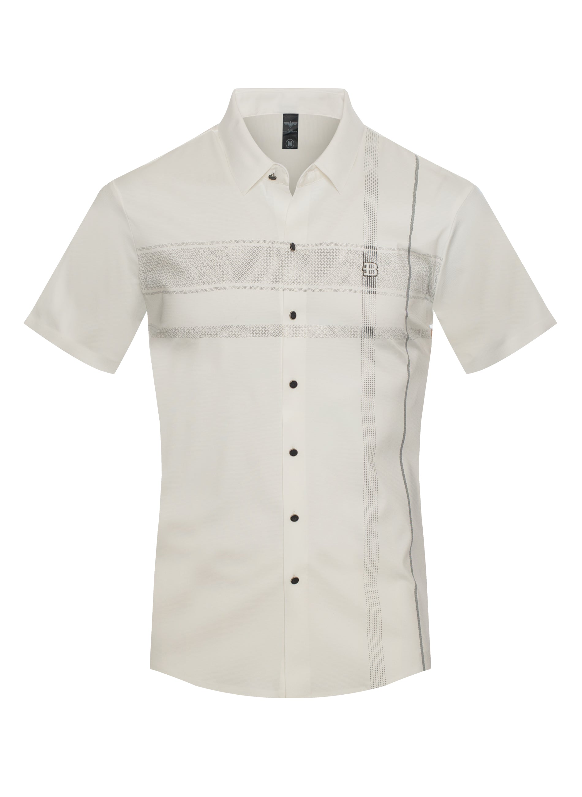 V.I.P. COLLECTION MEN'S FANCY BUTTON-UP SHORT SLEEVES SHIRT (WHITE VPVS-810)