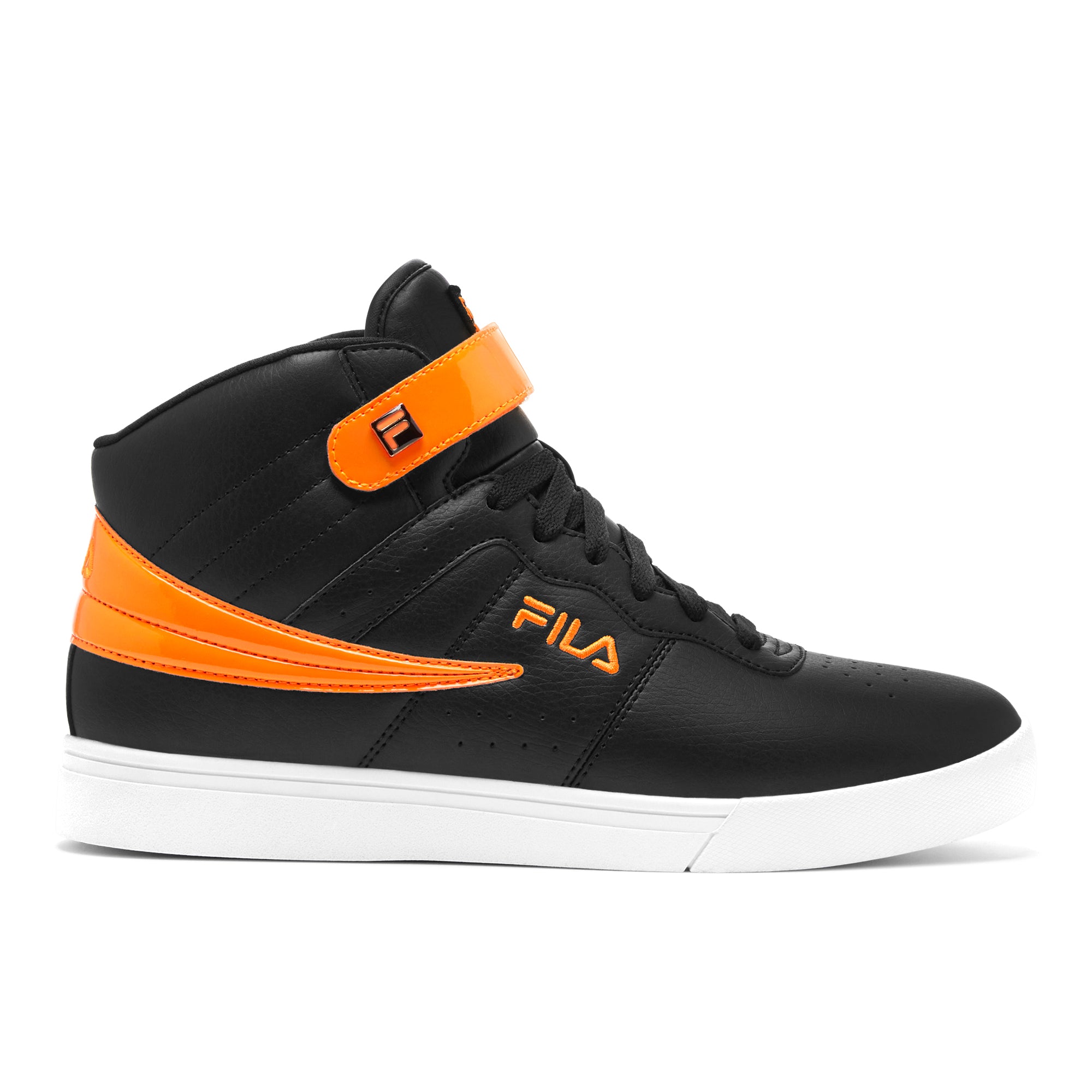 FILA MEN'S VULC 13 PATENT FLAG HIGH TOP SHOE (BLACK/ORANGE)