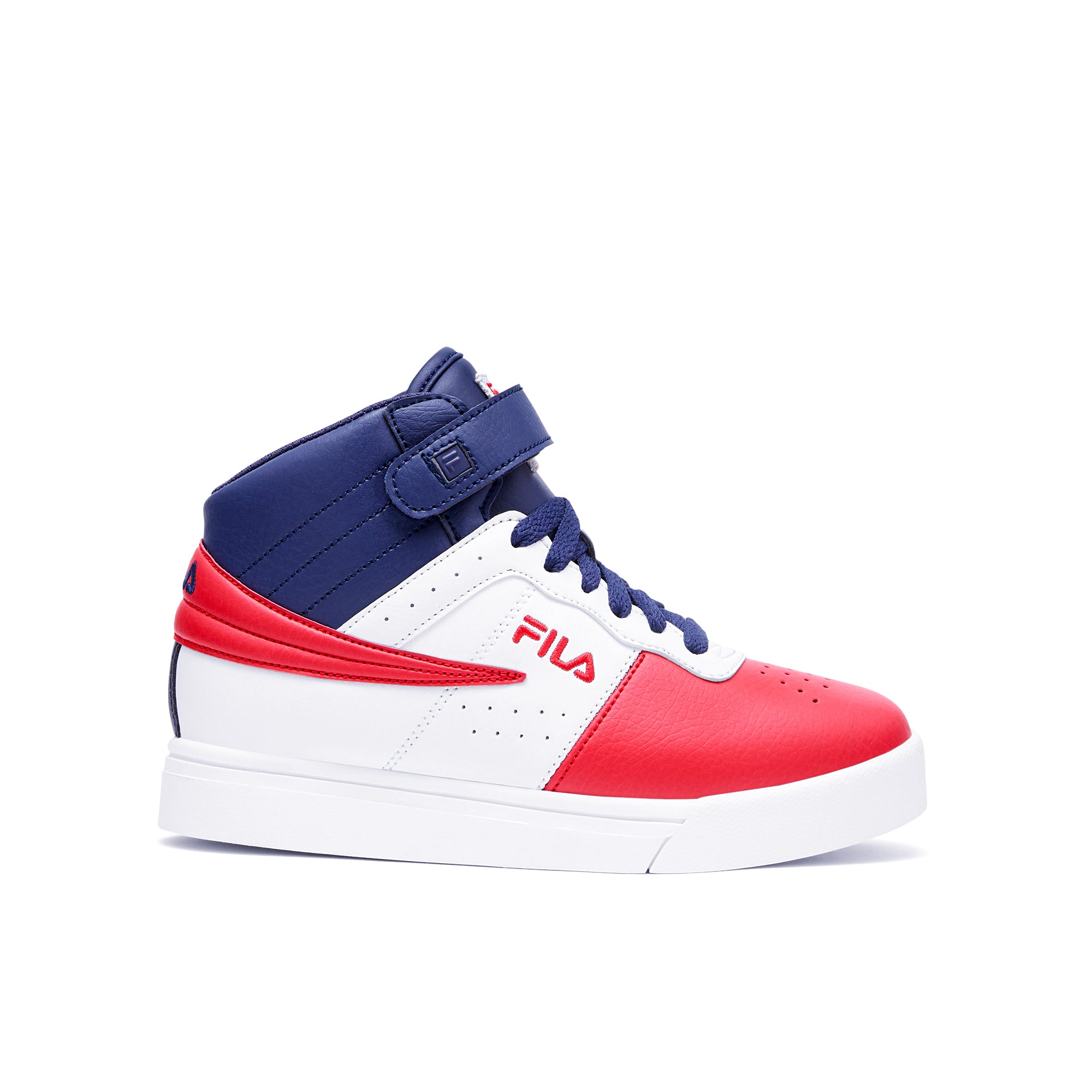 KIDS FILA VULC 13 HIGH TOP SHOES RED WHITE NAVY