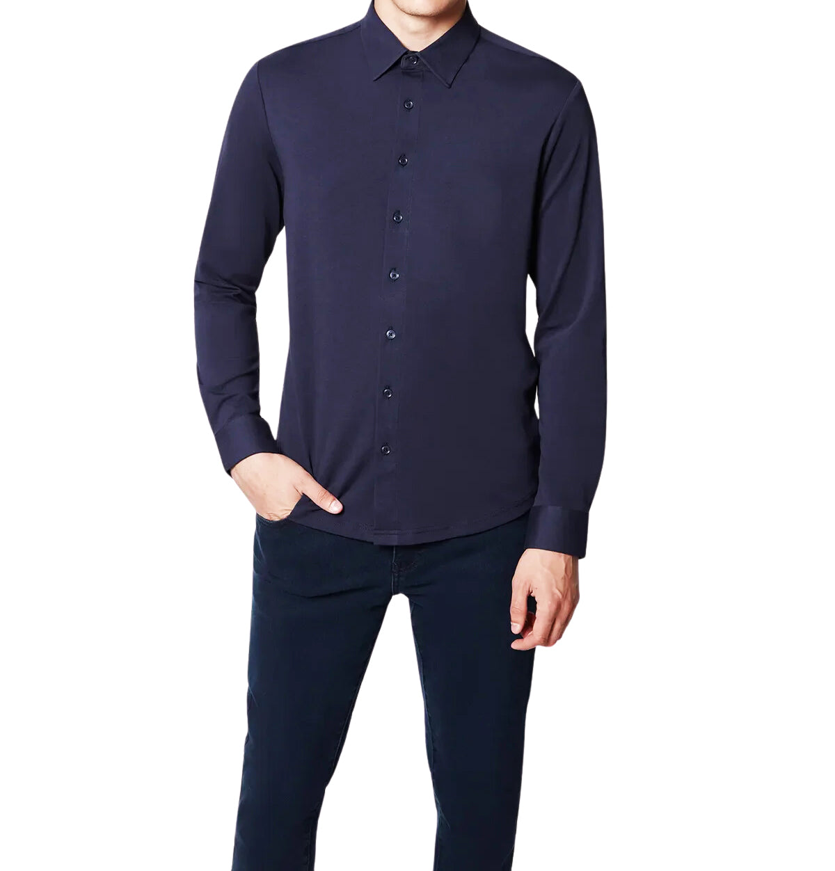 PROJEK RAW MEN'S 24/7 KNIT BUTTON UP SHIRT (NAVY)