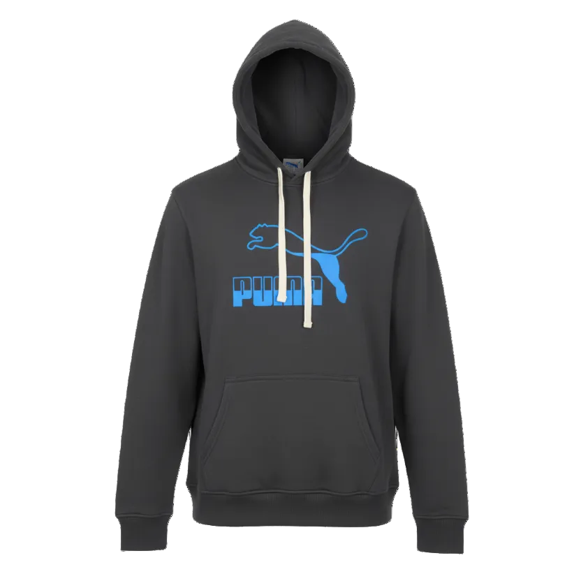 PUMA MEN'S LOGO PRINT FLEECE HOODIE (CHARCOAL)