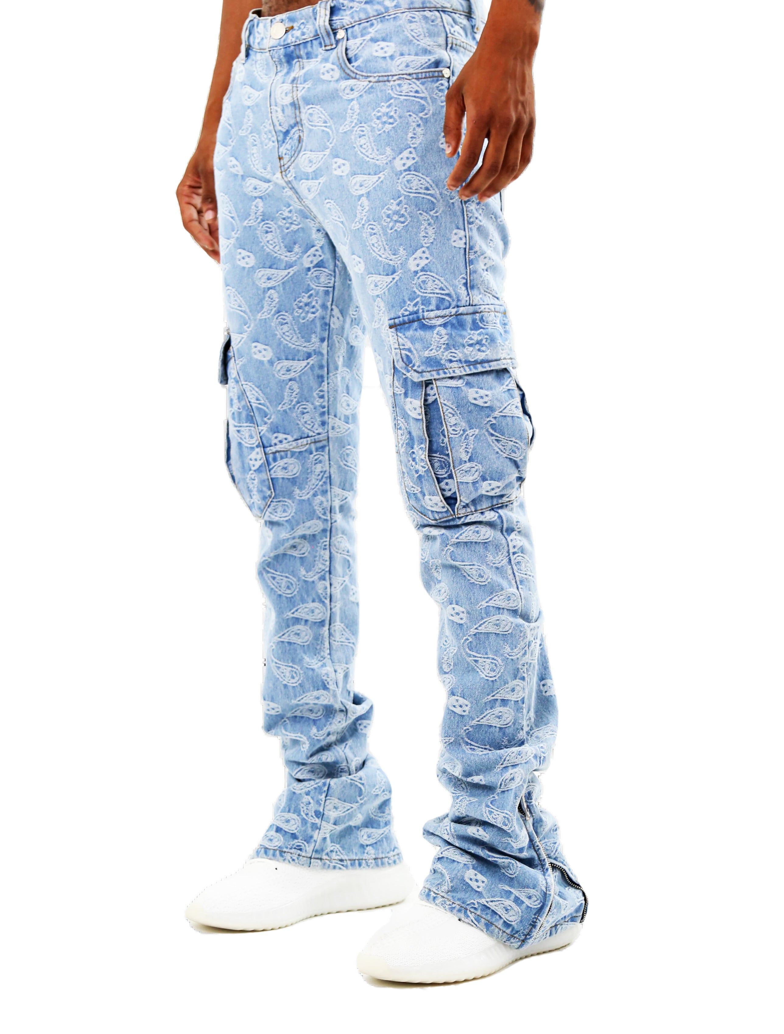 ARMOR JEANS MEN'S BANDANA MID-RISE STACKED JEANS (LIGHT BLUE)