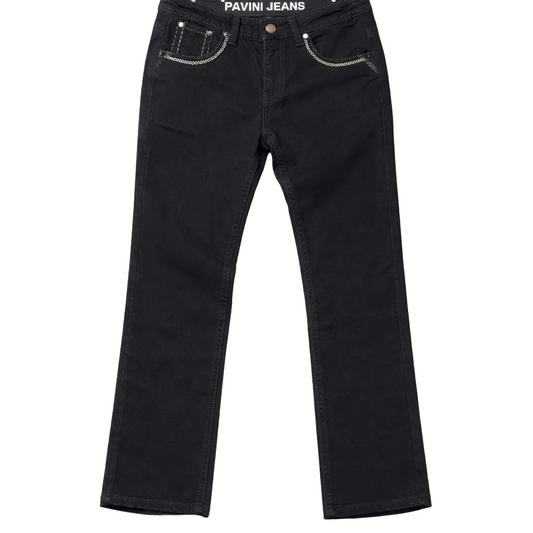 PAVINI MEN'S STRAIGHT FIT EMBROIDERED JEANS (HJ-33 BLACK)