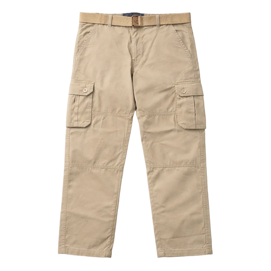 AGILE MEN'S CARGO PANTS W/ BELT (BEIGE)