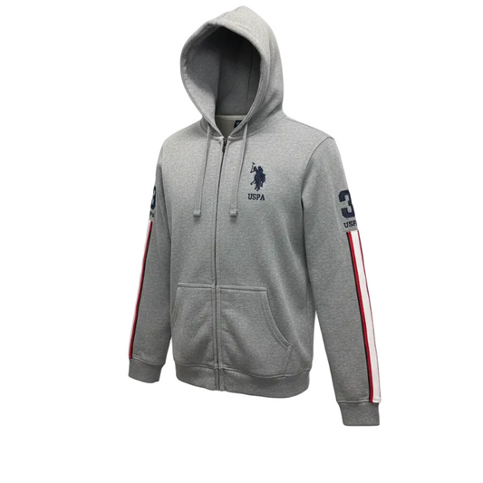 MEN'S U.S. POLO FLEECE PULLOVER HOODIE (GREY)