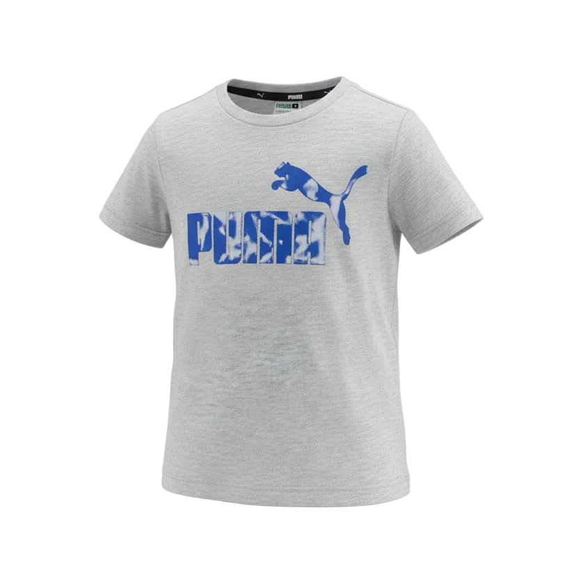 KIDS PUMA LOGO SHORT SLEEVE T-SHIRT (LIGHT GREY SIZES 2Y-18Y)
