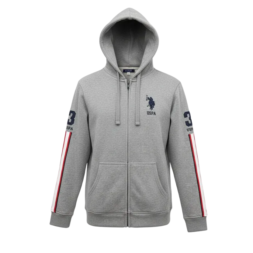 MEN'S U.S. POLO FLEECE PULLOVER HOODIE (GREY)