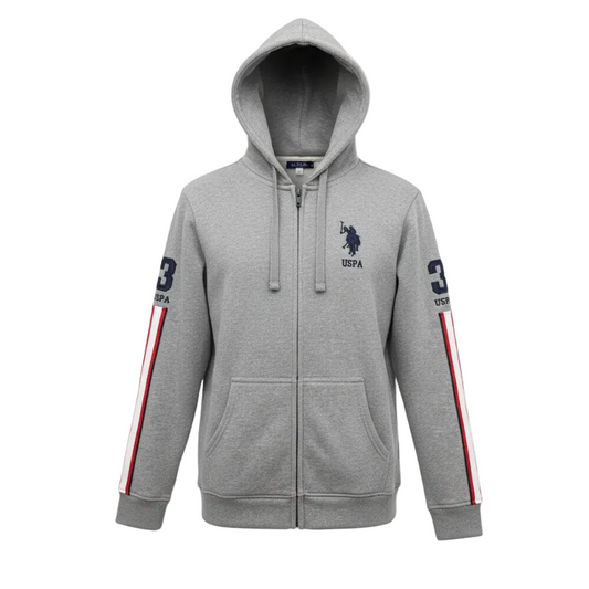MEN'S U.S. POLO FLEECE PULLOVER HOODIE (GREY)