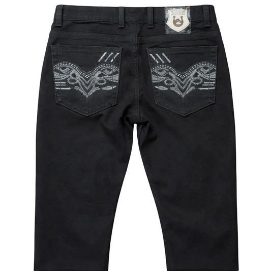 PAVINI MEN'S STRAIGHT FIT EMBROIDERED JEANS (HJ-33 BLACK)