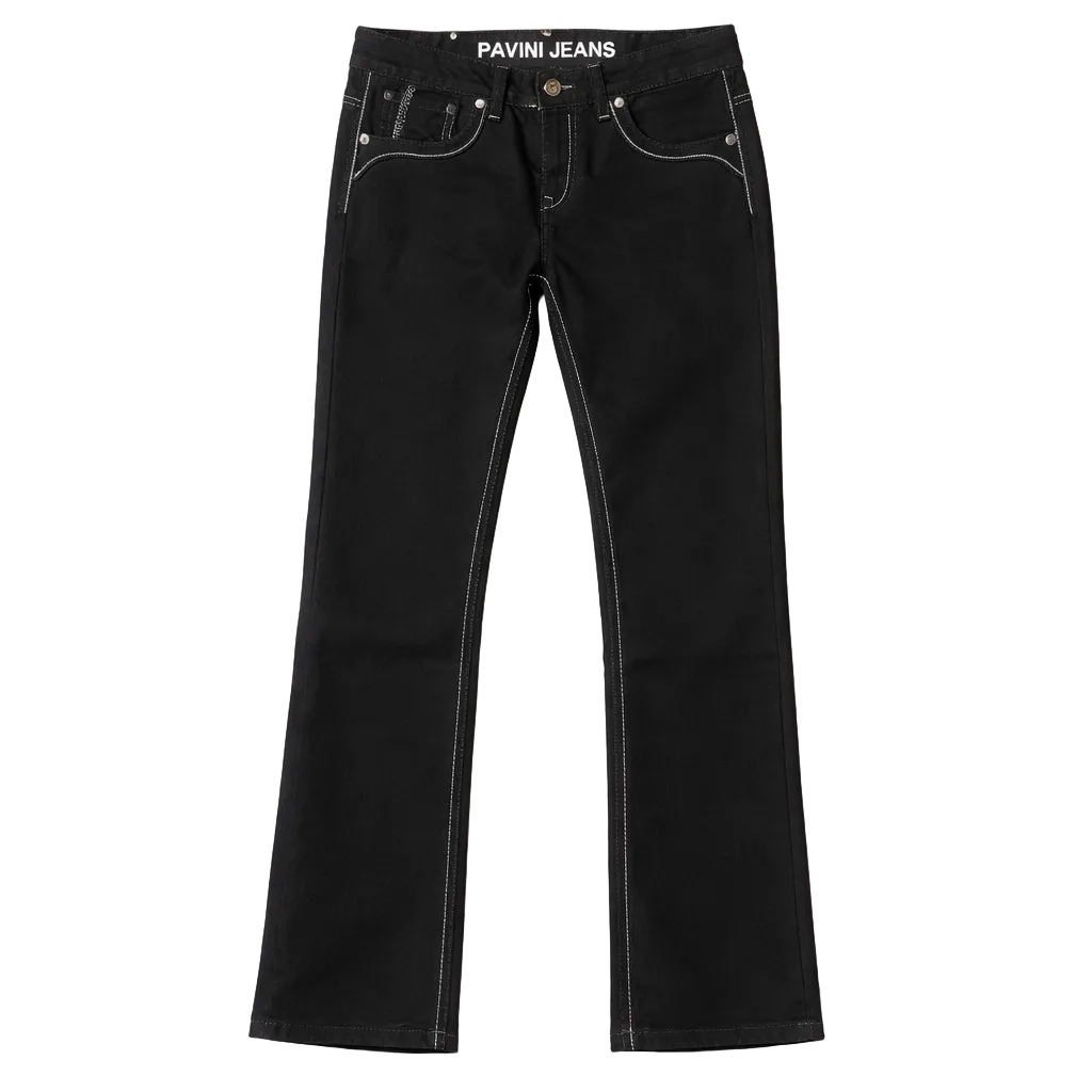PAVINI MEN'S STRAIGHT FIT EMBROIDERED JEANS (HJ-31 BLACK)