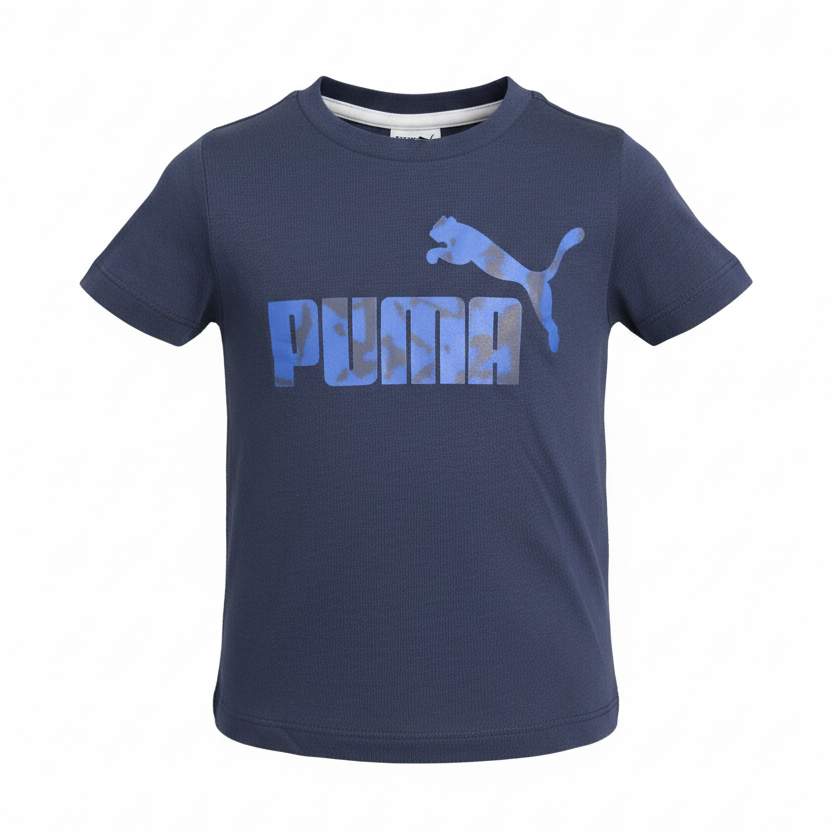 KIDS PUMA LOGO SHORT SLEEVE T-SHIRT (NAVY BLUE SIZES 2Y-18Y)