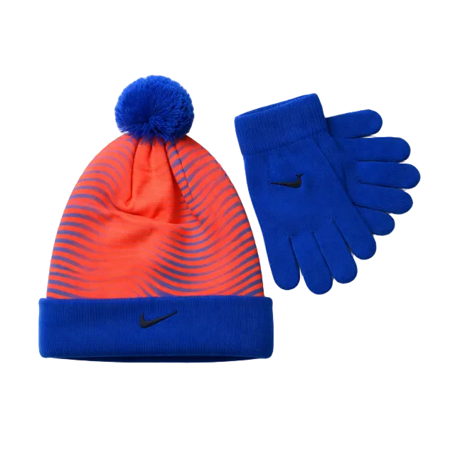 NIKE KIDS BLUE & ORANGE TOUQUE SET