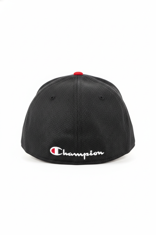 CHAMPION MEN'S RED & BLACK STRETCH HAT