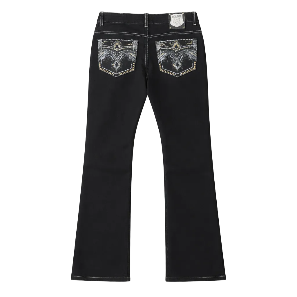 PAVINI MEN'S STRAIGHT FIT EMBROIDERED JEANS (HJ-31 BLACK)