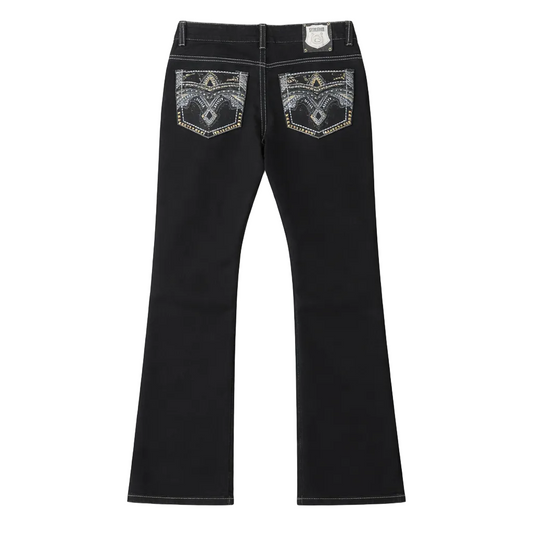 PAVINI MEN'S STRAIGHT FIT EMBROIDERED JEANS (HJ-31 BLACK)
