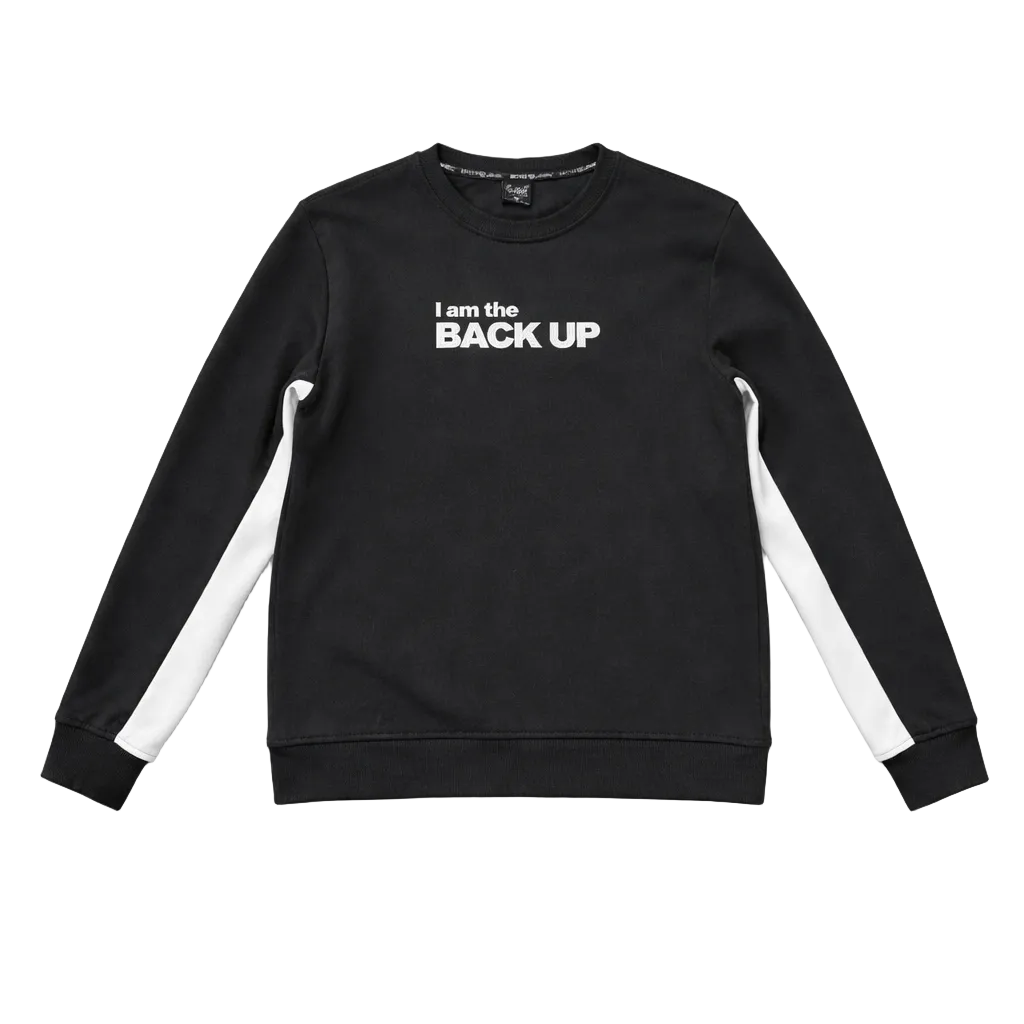 SWITCH REMARKABLE MEN'S PU PATCHED CREWNECK SWEATER (BLACK)