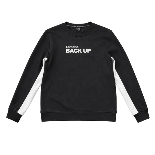SWITCH REMARKABLE MEN'S PU PATCHED CREWNECK SWEATER (BLACK)