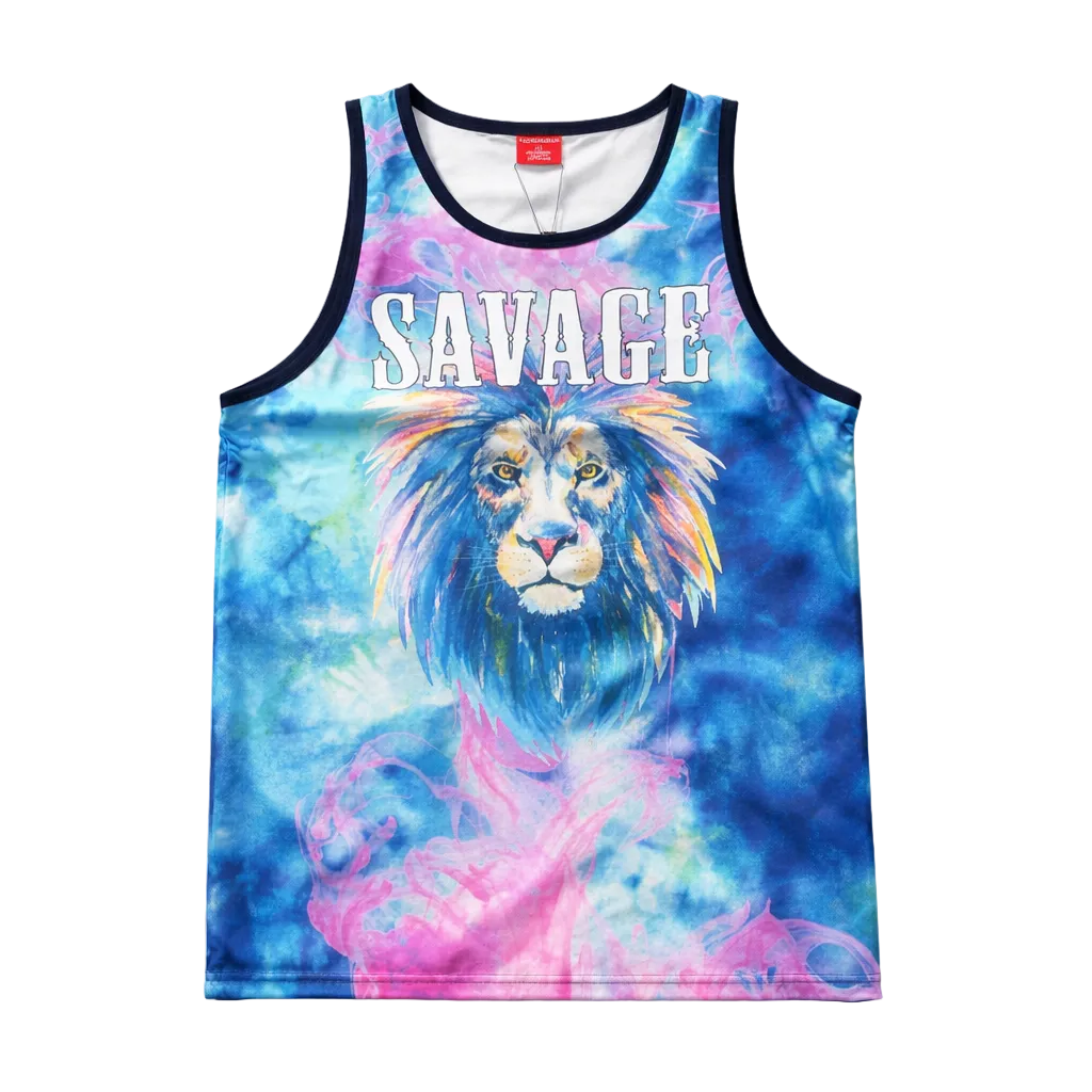 VICTORIOUS SAVAGE LION TIE DYE TANK TOP