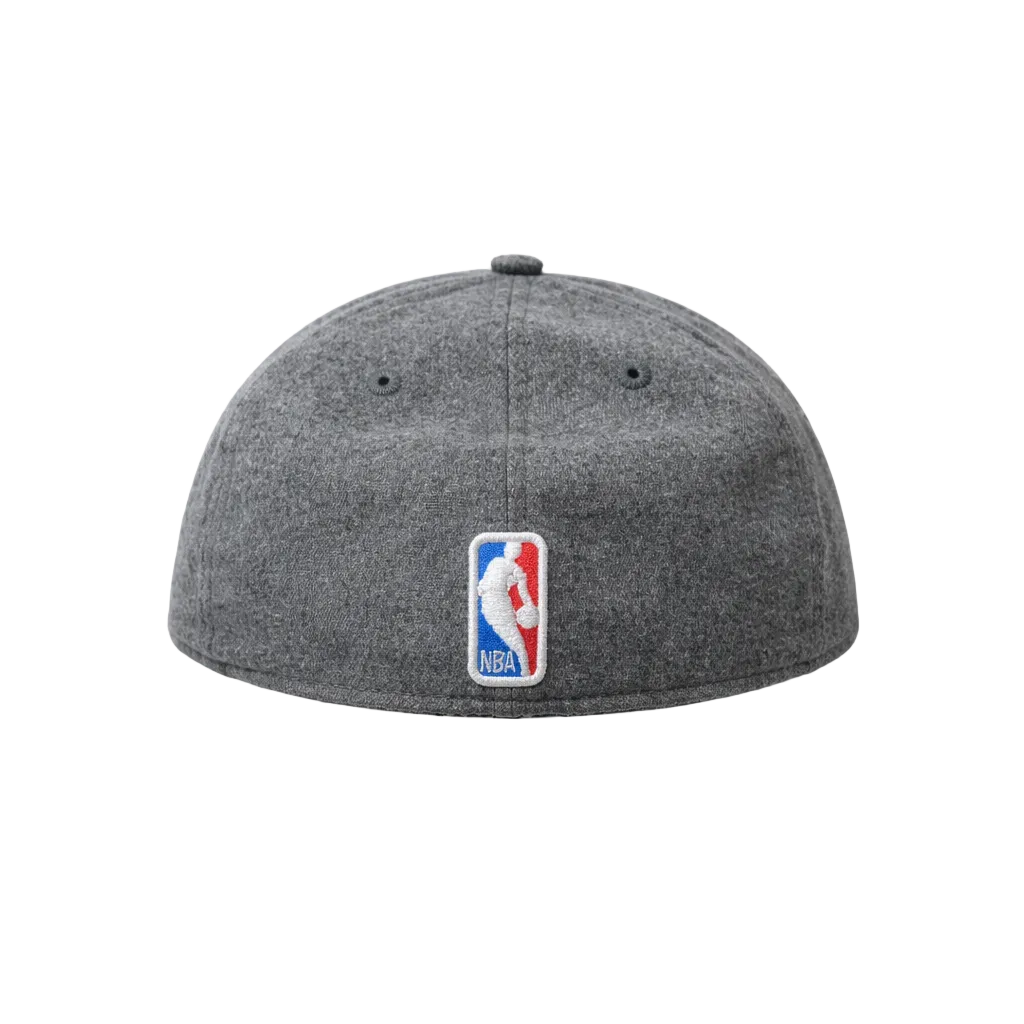 MEN'S 5950 TORONTO RAPTORS RED ON GREY WITH BLACK LEATHER BRIM FITTED HAT