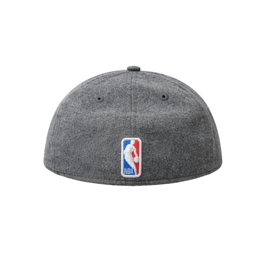 MEN'S 5950 TORONTO RAPTORS RED ON GREY WITH BLACK LEATHER BRIM FITTED HAT