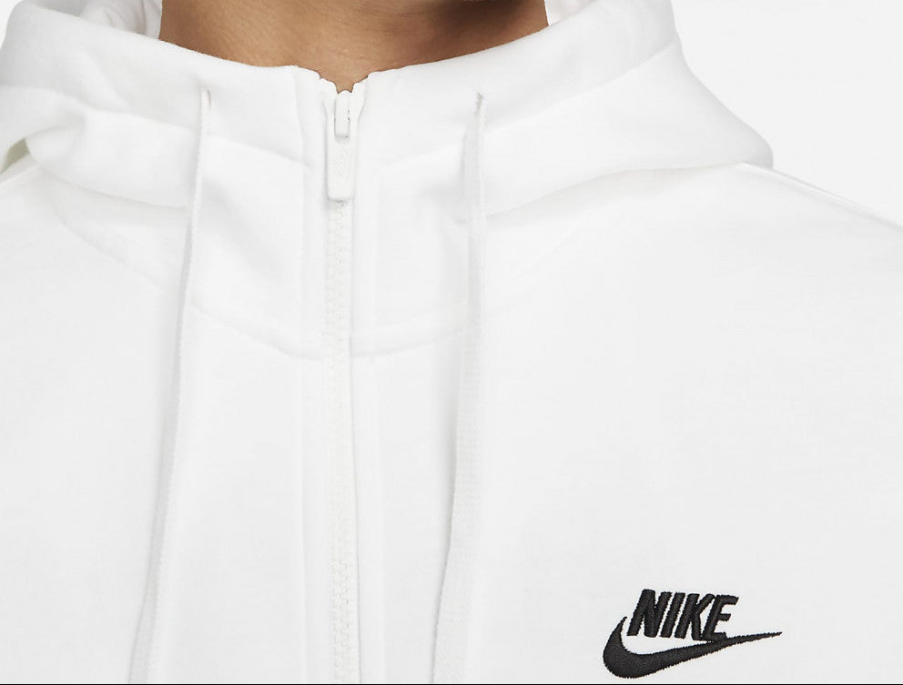 NIKE SPORTSWEAR CLUB FLEECE ZIP-UP PULLOVER HOODIE (WHITE)