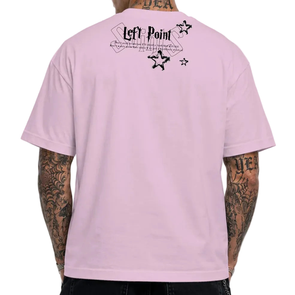 LEFT POINT MEN'S RHINESTONE DESIGN SAINTS PINK T-SHIRT