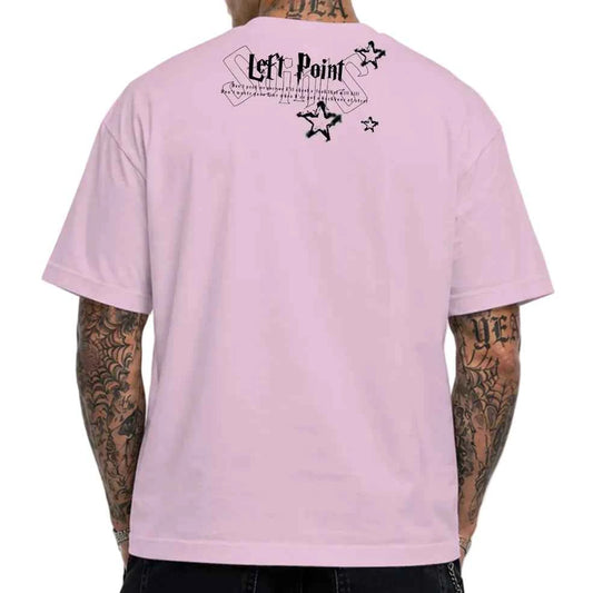 LEFT POINT MEN'S RHINESTONE DESIGN SAINTS PINK T-SHIRT