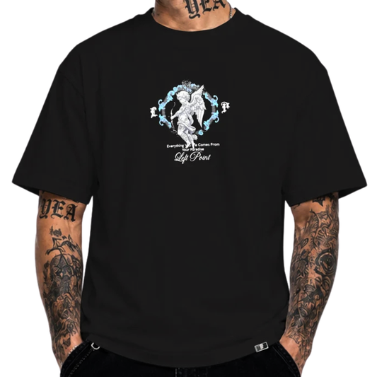 LEFT POINT MEN'S RHINESTONE DESIGN PARADISE BLACK T-SHIRT