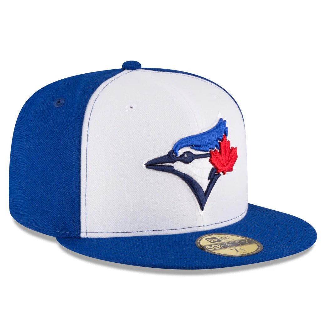 59FIFTY NEW ERA MEN'S MLB TORONTO BLUE JAYS ALTERNATE 3 AUTHENTIC COLLECTION ON-FIELD WHITE/ROYAL BLUE FITTED HAT