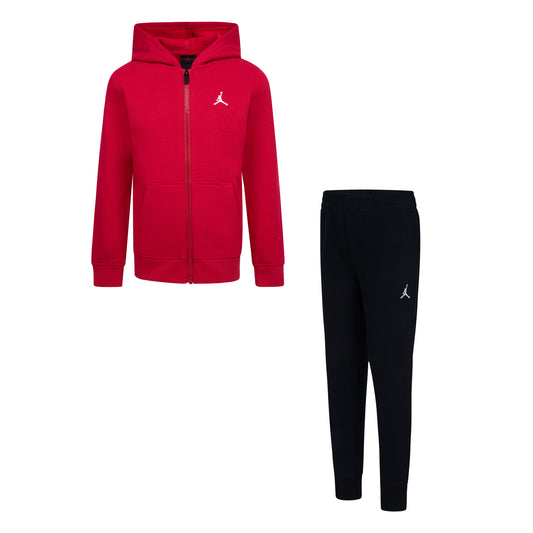 JORDAN KIDS MJ BROOKLYN FLEECE RED & BLACK HOODIE SET (SIZE 4-7Y)