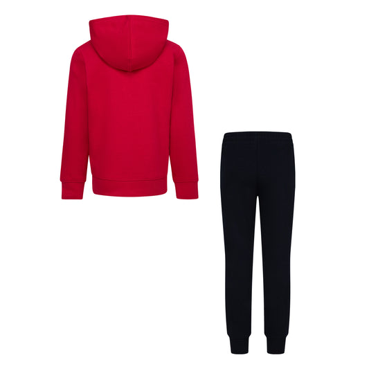 JORDAN KIDS MJ BROOKLYN FLEECE RED & BLACK HOODIE SET (SIZE 4-7Y)
